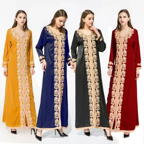 YSMARKET Casual Muslim Women Dress Islamic Abaya Long Maxi Robe Gown Loose Style Middle East Robes E